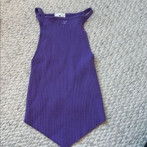 Purple Ribbed Halter Top courreges